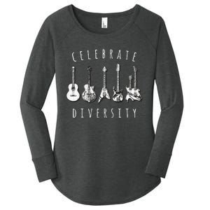 Celebrate Diversity Acoustic Guitar Musician Women's Perfect Tri Tunic Long Sleeve Shirt