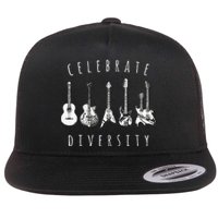 Celebrate Diversity Acoustic Guitar Musician Flat Bill Trucker Hat