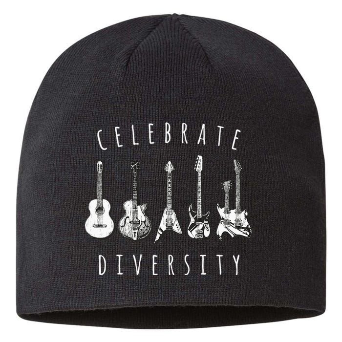 Celebrate Diversity Acoustic Guitar Musician Sustainable Beanie