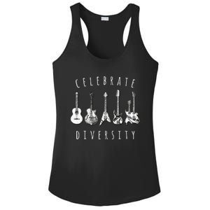 Celebrate Diversity Acoustic Guitar Musician Ladies PosiCharge Competitor Racerback Tank