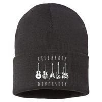 Celebrate Diversity Acoustic Guitar Musician Sustainable Knit Beanie