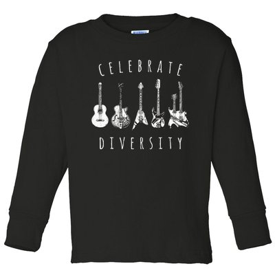 Celebrate Diversity Acoustic Guitar Musician Toddler Long Sleeve Shirt