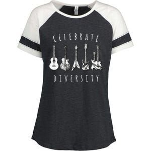 Celebrate Diversity Acoustic Guitar Musician Enza Ladies Jersey Colorblock Tee