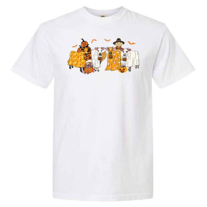 Cow Dressed As Ghost Farm Animal Spooky Season Halloween Garment-Dyed Heavyweight T-Shirt