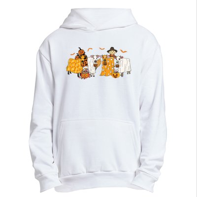 Cow Dressed As Ghost Farm Animal Spooky Season Halloween Urban Pullover Hoodie