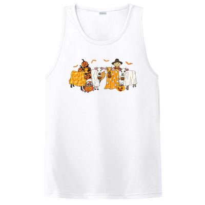 Cow Dressed As Ghost Farm Animal Spooky Season Halloween PosiCharge Competitor Tank