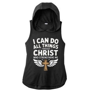 Can Do All Things Through Christ Who Strengthens Me Ladies PosiCharge Tri-Blend Wicking Draft Hoodie Tank