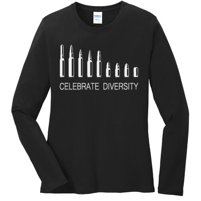 Celebrate Diversity Ammo Bullet Funny Pro Gun Ammunition Ladies Long Sleeve Shirt