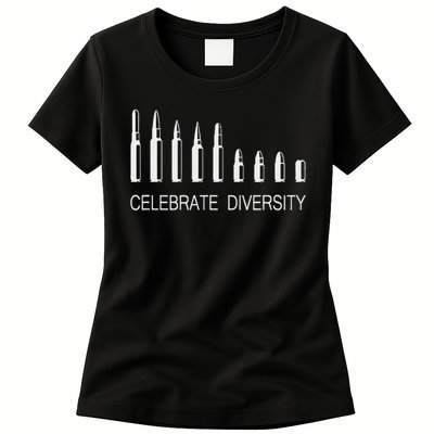 Celebrate Diversity Ammo Bullet Funny Pro Gun Ammunition Womens T-Shirt
