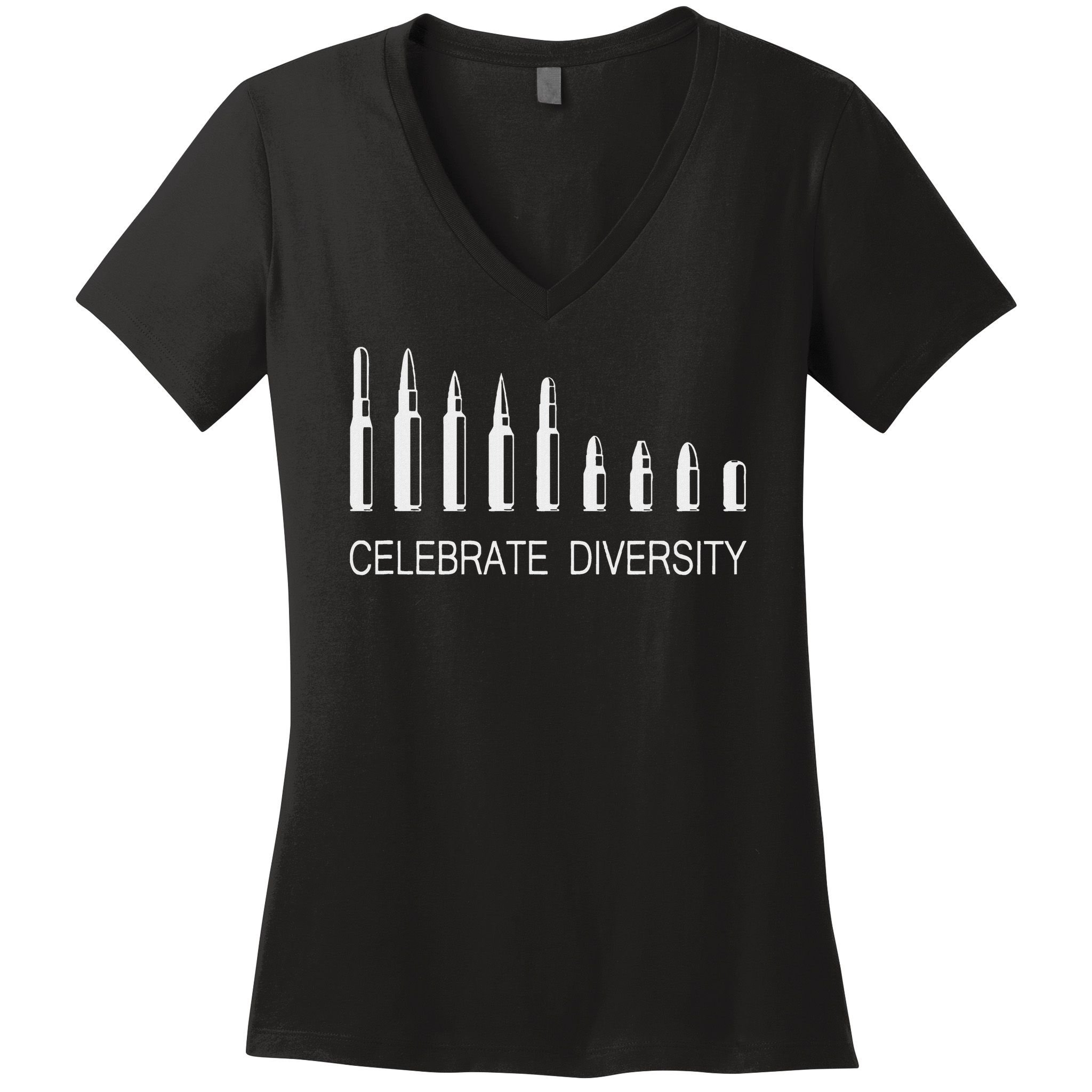 Celebrate Diversity Ammo Bullet Funny Pro Gun Ammunition Women's V-Neck T-Shirt