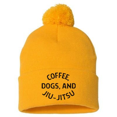 Coffee Dogs And Jiu Jitsu Bjj Pom Pom 12in Knit Beanie