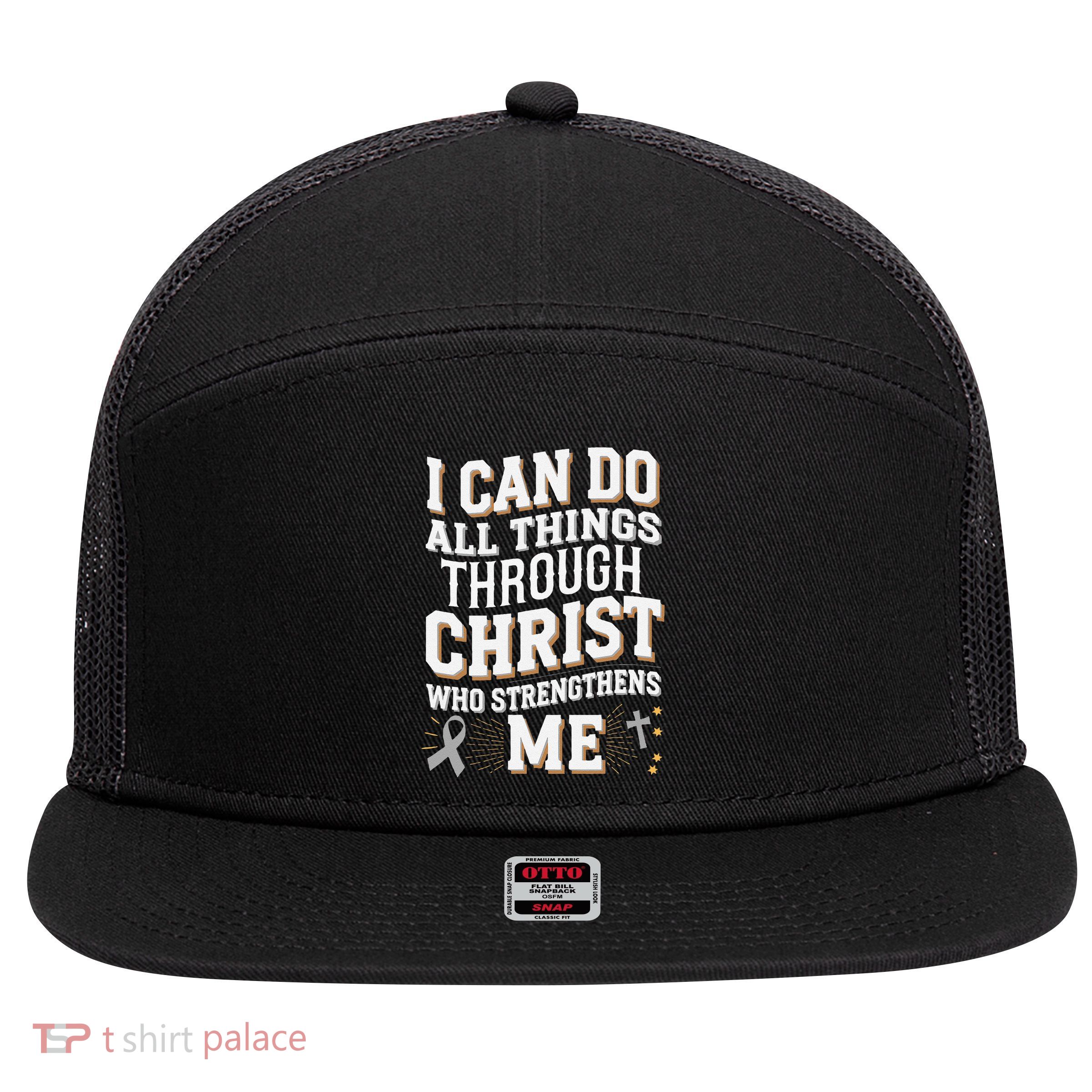 Can Do All Things Through Christ Asthma Awareness 7 Panel Mesh Trucker Snapback Hat