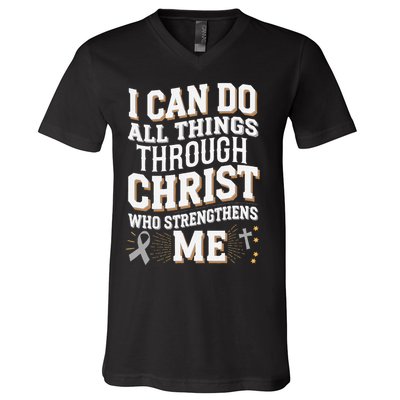 Can Do All Things Through Christ Asthma Awareness V-Neck T-Shirt