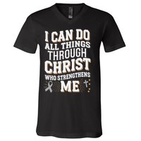 Can Do All Things Through Christ Asthma Awareness V-Neck T-Shirt