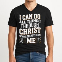 Can Do All Things Through Christ Asthma Awareness V-Neck T-Shirt