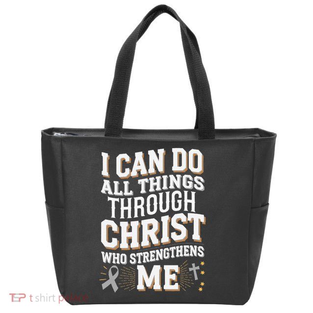 Can Do All Things Through Christ Asthma Awareness Zip Tote Bag