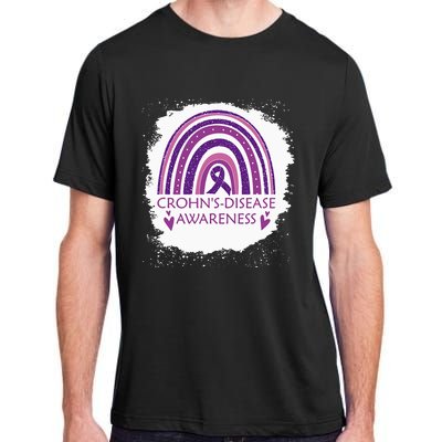 Crohn's Disease Awareness Bleached Rainbow Purple Ribbon Adult ChromaSoft Performance T-Shirt