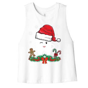 Christmas Dental Assistant Dentist Santa Thooth Advent Gift Cute Gift Women's Racerback Cropped Tank