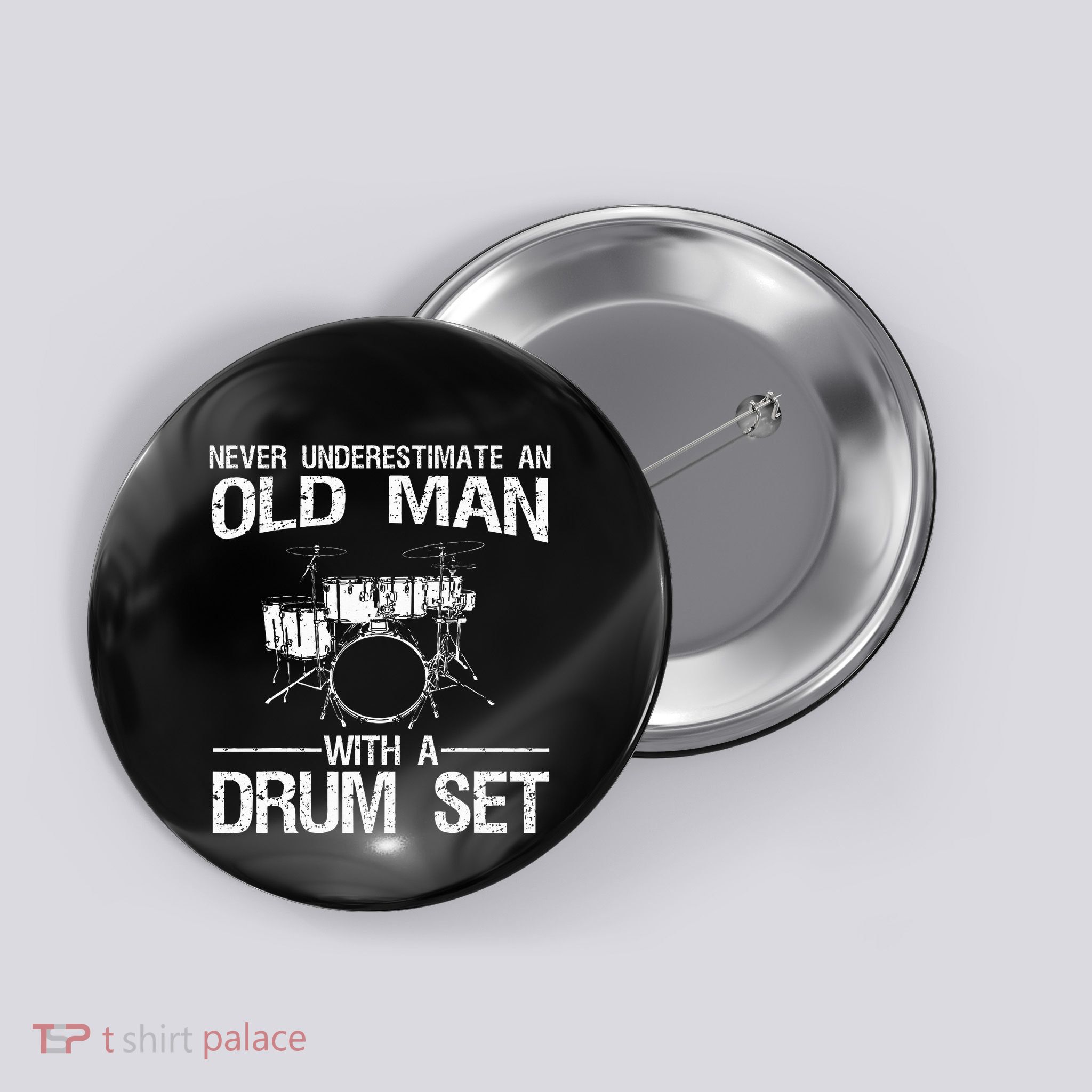 Cool Drummer Art Dad Drum Set Player Drum Kit Musician Button