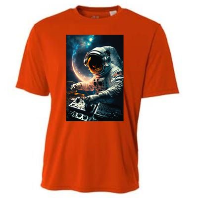 Cosmic Dj Astronaut Djing In Space And Graphic Gift Cooling Performance Crew T-Shirt