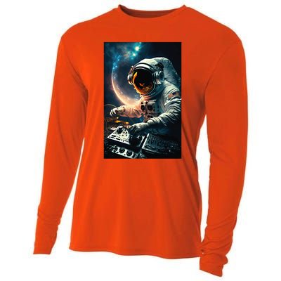 Cosmic Dj Astronaut Djing In Space And Graphic Gift Cooling Performance Long Sleeve Crew