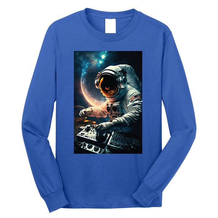 Cosmic Dj Astronaut Djing In Space And Graphic Gift Long Sleeve Shirt