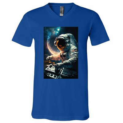 Cosmic Dj Astronaut Djing In Space And Graphic Gift V-Neck T-Shirt