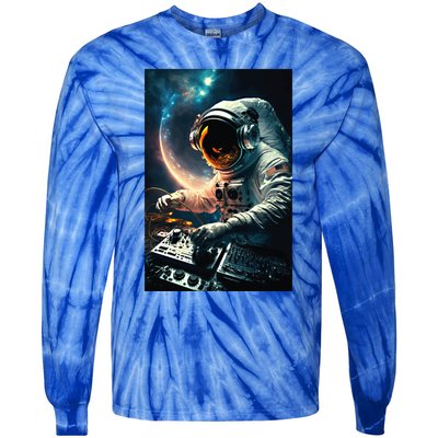 Cosmic Dj Astronaut Djing In Space And Graphic Gift Tie-Dye Long Sleeve Shirt