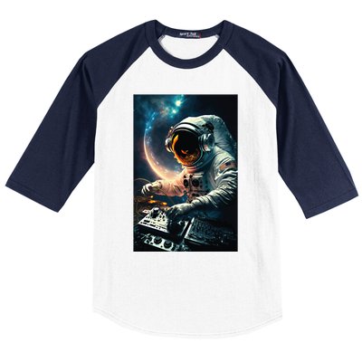 Cosmic Dj Astronaut Djing In Space And Graphic Gift Baseball Sleeve Shirt