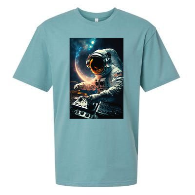 Cosmic Dj Astronaut Djing In Space And Graphic Gift Sueded Cloud Jersey T-Shirt