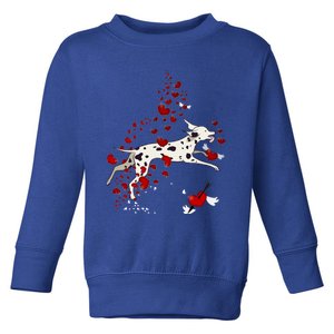 Cute Dalmatian And Red Hearts Funny Dog Mom Valentines Day Funny Gift Toddler Sweatshirt