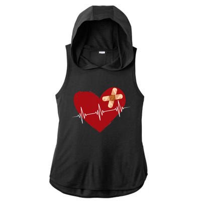 Coronary Diseases Artery Bypass Open Heart Surgery Heartbeat Ladies PosiCharge Tri-Blend Wicking Draft Hoodie Tank