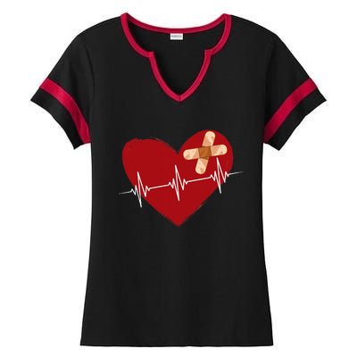 Coronary Diseases Artery Bypass Open Heart Surgery Heartbeat Ladies Halftime Notch Neck Tee