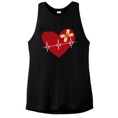 Coronary Diseases Artery Bypass Open Heart Surgery Heartbeat Ladies PosiCharge Tri-Blend Wicking Tank