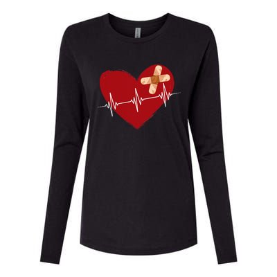 Coronary Diseases Artery Bypass Open Heart Surgery Heartbeat Womens Cotton Relaxed Long Sleeve T-Shirt