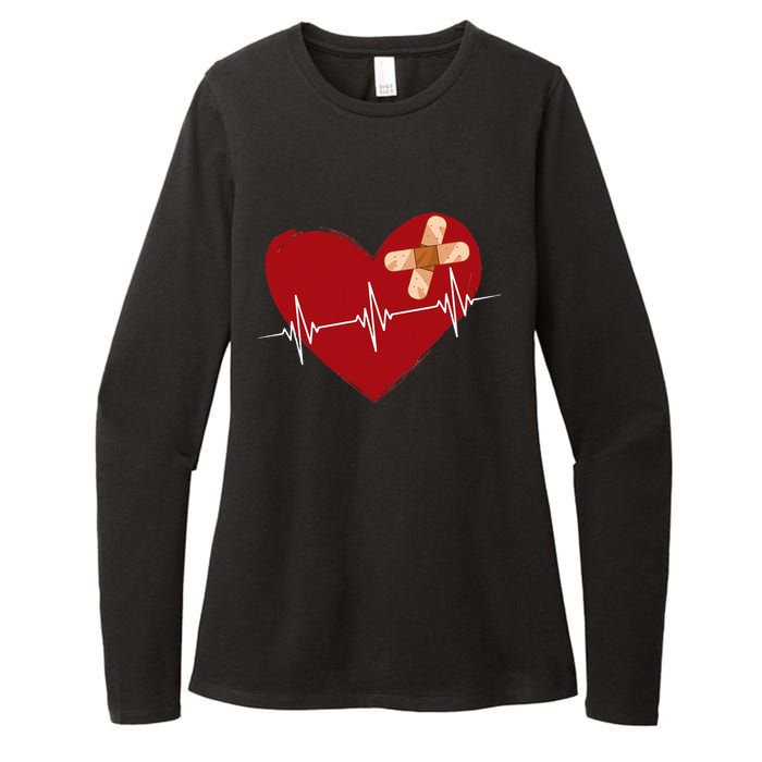 Coronary Diseases Artery Bypass Open Heart Surgery Heartbeat Womens CVC Long Sleeve Shirt