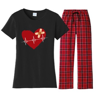 Coronary Diseases Artery Bypass Open Heart Surgery Heartbeat Women's Flannel Pajama Set