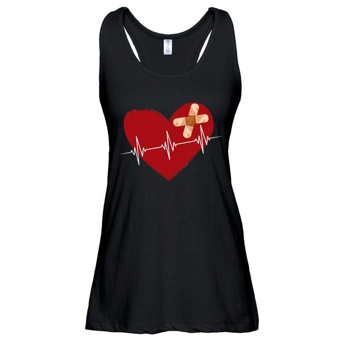 Coronary Diseases Artery Bypass Open Heart Surgery Heartbeat Ladies Essential Flowy Tank