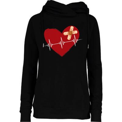 Coronary Diseases Artery Bypass Open Heart Surgery Heartbeat Womens Funnel Neck Pullover Hood