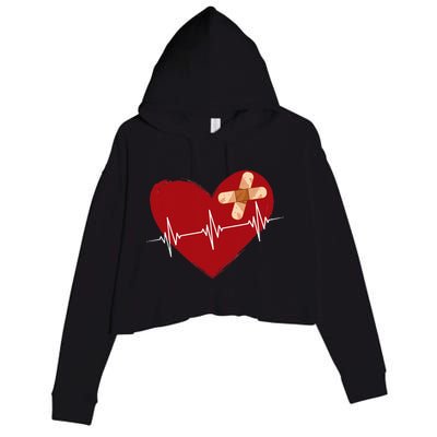 Coronary Diseases Artery Bypass Open Heart Surgery Heartbeat Crop Fleece Hoodie