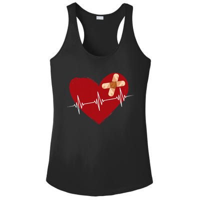 Coronary Diseases Artery Bypass Open Heart Surgery Heartbeat Ladies PosiCharge Competitor Racerback Tank