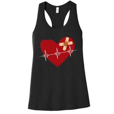 Coronary Diseases Artery Bypass Open Heart Surgery Heartbeat Women's Racerback Tank