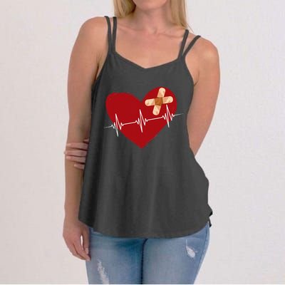 Coronary Diseases Artery Bypass Open Heart Surgery Heartbeat Women's Strappy Tank