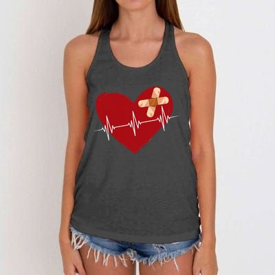 Coronary Diseases Artery Bypass Open Heart Surgery Heartbeat Women's Knotted Racerback Tank