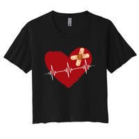 Coronary Diseases Artery Bypass Open Heart Surgery Heartbeat Women's Crop Top Tee