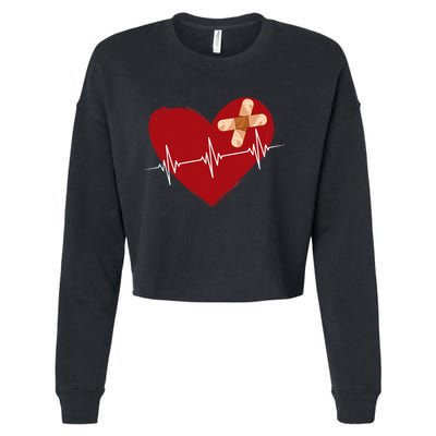 Coronary Diseases Artery Bypass Open Heart Surgery Heartbeat Cropped Pullover Crew