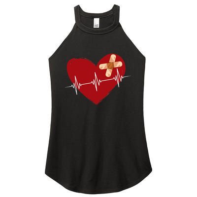 Coronary Diseases Artery Bypass Open Heart Surgery Heartbeat Women's Perfect Tri Rocker Tank