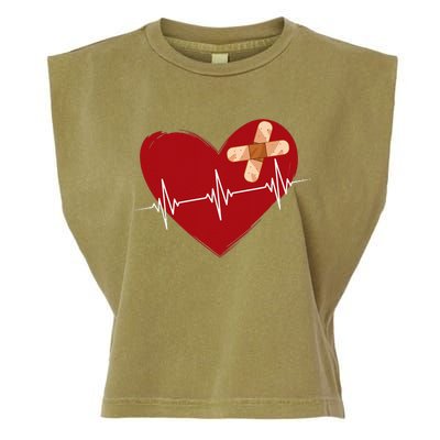 Coronary Diseases Artery Bypass Open Heart Surgery Heartbeat Garment-Dyed Women's Muscle Tee