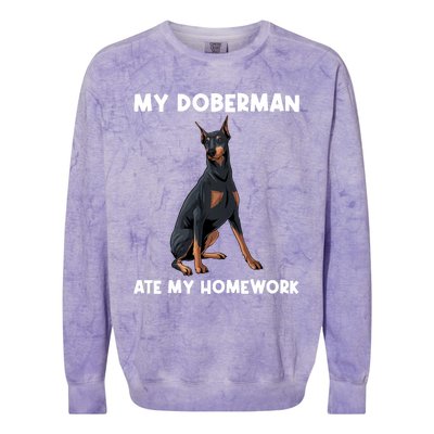 Cool Doberman Art For Dog Breed Doberman Pinscher Colorblast Crewneck Sweatshirt