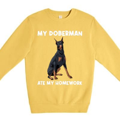 Cool Doberman Art For Dog Breed Doberman Pinscher Premium Crewneck Sweatshirt